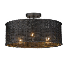 Golden 1084-SF BLK-BW - Golden Lighting Erma 3-light Semi-Flush Mount in Matte Black